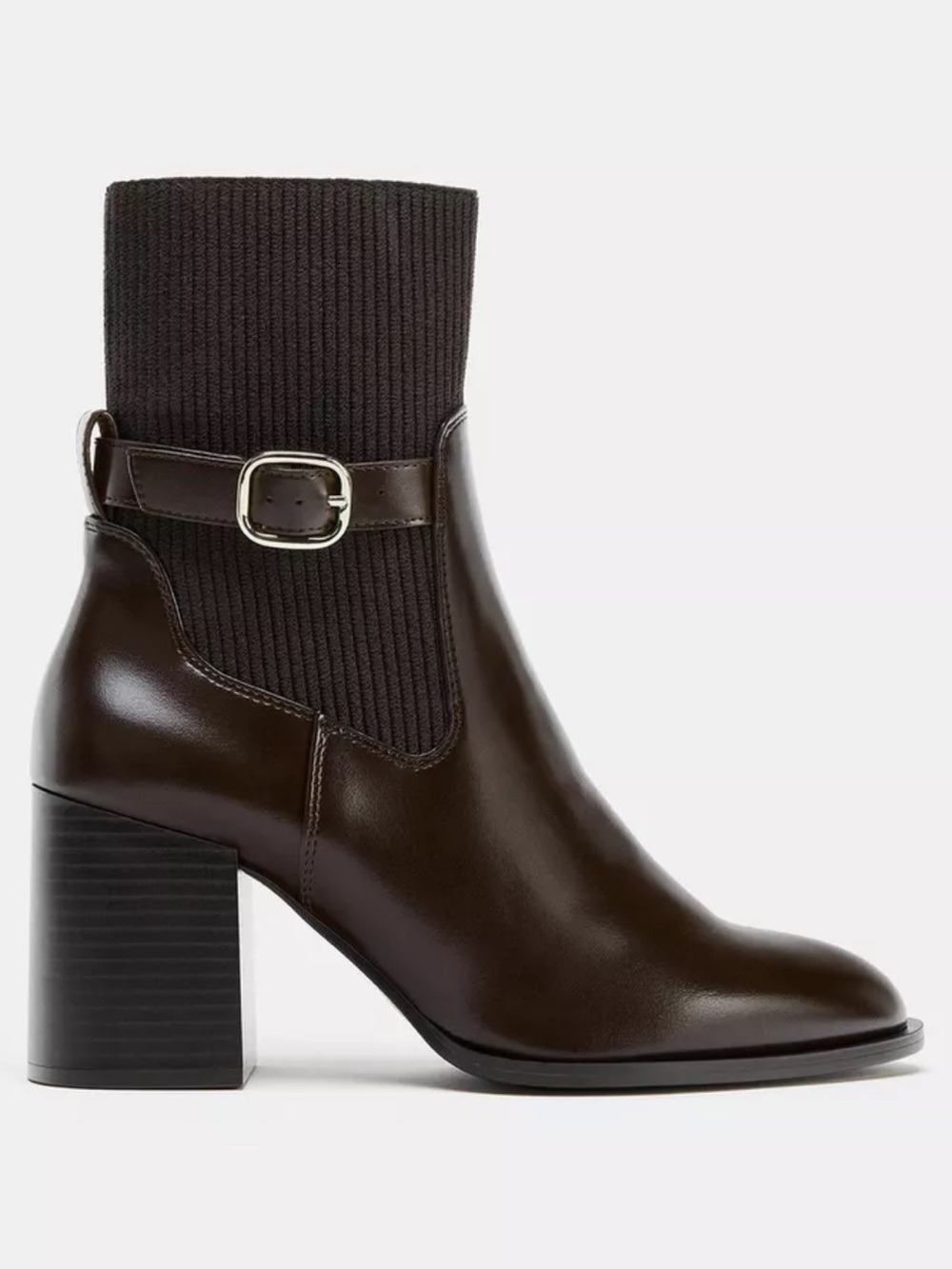 ZARA FABRIC SHAFT HEELED ANKLE BOOTS